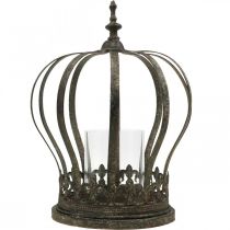 Produkt Korona jako latarnia, dekoracja świecy, metalowa korona antyczny wygląd W28cm Ø21cm