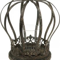 Produkt Korona jako latarnia, dekoracja świecy, metalowa korona antyczny wygląd W28cm Ø21cm
