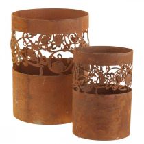 Latarnia metalowa świecznik patyna Ø10/14,5cm zestaw 2 szt