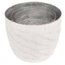 Produkt Latarnia metalowa, biało-srebrna świecznik na tealighty Ø8/10/12,5 cm, zestaw 3 szt