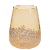 Latarnia szklana świecznik na tealight szklana dekoracja brązowa biała Ø10cm