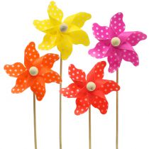 Wiatraczek mini różne kolory z kropkami Ø8cm 12szt