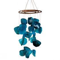 Produkt Dzwonek wietrzny morska wisząca dekoracja muszle Capiz niebieskie 90cm