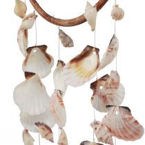 Produkt Dzwonek wietrzny z muszlami, pierścień dekoracyjny z naturalnego drewna Ø20cm W66cm