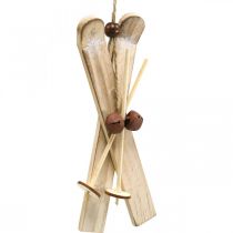 Winter deco narty Dekoracja choinkowa Para nart drewno W17cm 4szt