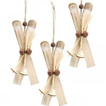 Winter deco narty Dekoracja choinkowa Para nart drewno W17cm 4szt
