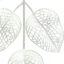 Produkt Ozdoba zimowa, liście dekoracyjne, sztuczna gałąź biały brokat L36cm 10szt