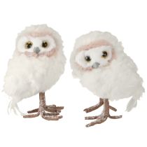 Produkt Dekoracja zimowa figurki sowy stojące białe 15cm 2 szt.