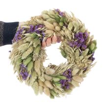 Produkt Wianek z suszonych kwiatów na wiosnę i lato, na stół i drzwi wejściowe, na specjalne okazje z kolorowymi akcentami, 26 cm