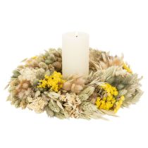 Produkt Wianek z suszonych kwiatów, naturalna dekoracja stołu, salonu i przedpokoju, 25 cm