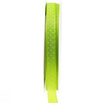 Produkt Wstążka prezentowa w kropki Wstążka ozdobna majowa zieleń 10mm 25m