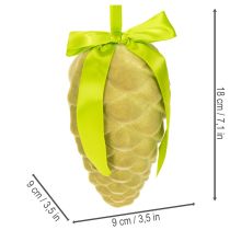 Produkt Dekoracyjne szyszki sosnowe do zawieszenia, szyszki flokowane ze wstążką i kokardą, 18 cm, 3 sztuki