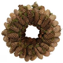 Produkt Wianek szyszkowy z mchem Duży wianek wykonany z szyszek świerkowych Ø45cm