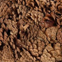 Produkt Okrągła doniczka w kształcie szyszki sosnowej jako donica, 38 cm; okrągła doniczka w kształcie szyszki sosnowej, naturalny brąz, wykonana z szyszek sosnowych, 38 cm x 14 cm