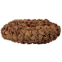 Produkt Okrągła doniczka w kształcie szyszki sosnowej jako donica, 38 cm; okrągła doniczka w kształcie szyszki sosnowej, naturalny brąz, wykonana z szyszek sosnowych, 38 cm x 14 cm