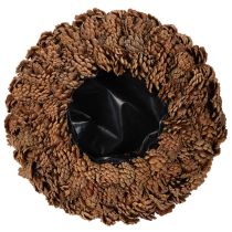 Produkt Okrągła doniczka w kształcie szyszki sosnowej jako donica, 38 cm; okrągła doniczka w kształcie szyszki sosnowej, naturalny brąz, wykonana z szyszek sosnowych, 38 cm x 14 cm