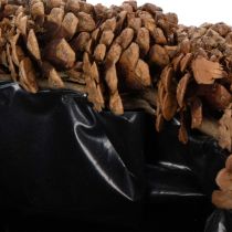 Produkt Okrągła doniczka w kształcie szyszki sosnowej jako donica, 38 cm; okrągła doniczka w kształcie szyszki sosnowej, naturalny brąz, wykonana z szyszek sosnowych, 38 cm x 14 cm