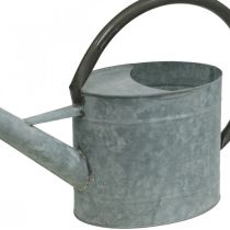 Produkt Konewka metalowa w stylu vintage, srebrno-szara, stylowa dekoracja ogrodowa, wazon na kwiaty, dł. 53 cm, wys. 29 cm