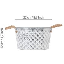 Produkt Miska cynkowa, miska dekoracyjna, metalowa z uchwytem linowym, Ø22cm H12cm