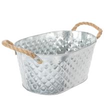Produkt Owalna miska cynkowa z uchwytami z liny, 27 cm x 17,5 cm, wys. 12 cm
