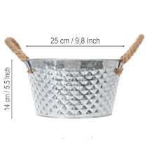 Produkt Okrągła miska cynkowa z uchwytami linowymi Ø25cm H14cm