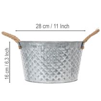 Produkt Okrągła miska cynkowa z uchwytami linowymi Ø28cm H16cm