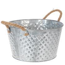 Produkt Okrągła miska cynkowa z uchwytami linowymi Ø28cm H16cm