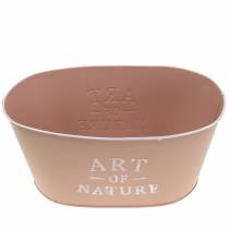 Produkt Donica na kwiaty owalna cynkowa stara różowa donica 27×18cm W12,5cm