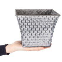 Produkt Garnek cynkowy z wzorem diamentowym, wys. 15 cm