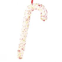Produkt Wieszak do dekoracji w kształcie cukierkowej laski biały brokat kolorowy wys. 30cm 4szt