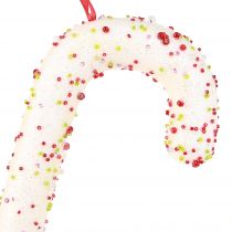 Produkt Wieszak do dekoracji w kształcie cukierkowej laski biały brokat kolorowy wys. 30cm 4szt