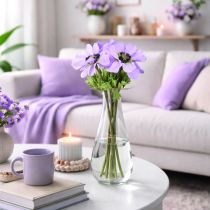 Produkt Sztuczne kwiaty zawilca w kolorze liliowym, długość 34 cm, 4 sztuki