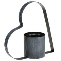 Produkt Antyczny szary metalowy uchwyt w kształcie serca i szklany pojemnik - dekoracja 30 cm zapewniająca romantyczną atmosferę 2 sztuki