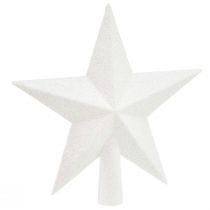 Produkt Błyszcząca biała choinka 19cm - nietłukąca i błyszcząca, idealna do eleganckich dekoracji świątecznych