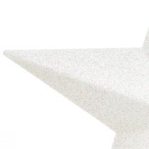 Produkt Błyszcząca biała choinka 19cm - nietłukąca i błyszcząca, idealna do eleganckich dekoracji świątecznych