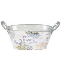 Produkt Owalna metalowa misa na kwiaty z uchwytami, na hortensje, 32×15×15 cm
