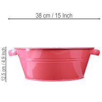 Produkt Różowa metalowa misa na kwiaty z uchwytami, okrągła, Ø33,5 cm
