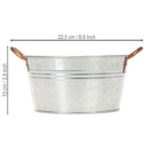 Produkt Okrągła misa na kwiaty z uchwytami, metalowa misa Ø17,5cm wys.9cm