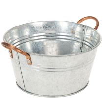 Produkt Okrągła misa na kwiaty z uchwytami, metalowa misa Ø17,5cm wys.9cm