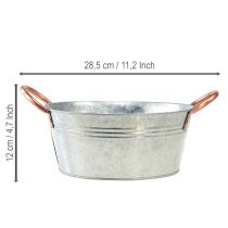 Produkt Okrągła misa na kwiaty z uchwytami, metalowa misa, Ø21cm, wys.9,5cm
