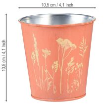 Produkt Doniczka z dekoracją kwiatową, morelowa żółć, Ø10,5cm H10,5cm