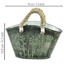 Produkt Doniczka z uchwytami, woreczek, metal, juta, 19×13,5×13,5cm