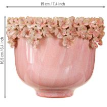 Produkt Doniczka ceramiczna z brzegiem kwiatowym różowa Ø19cm wys.16,5cm