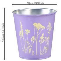 Produkt Doniczka metalowa, kwietnik, kwiaty fioletowe, Ø10cm, wys.10,5cm
