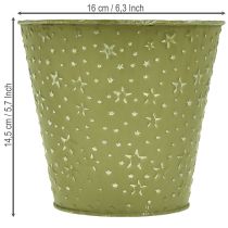 Produkt Doniczka metalowa, gwiazdki, zielono-srebrna, Ø16cm