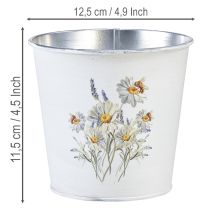 Produkt Doniczka metalowa, biała, wys. 12,5 cm, wys. 11,5 cm