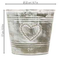 Produkt Doniczka metalowa w stylu Shabby Chic z wzorem w kształcie serca, Ø22 cm, wys. 17,5 cm