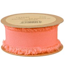 Produkt Taśma szyfonowa pomarańczowa pastelowa wstążka materiałowa frędzle 40mm 15m