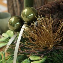 Produkt Bombki choinkowe szklane, błyszczące, w kolorze oliwkowym i srebrnoszarym, 5 cm, 24 sztuki