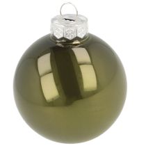 Produkt Bombki choinkowe szklane błyszczące w kolorze oliwkowym i srebrnoszarym 5 cm 24 szt.